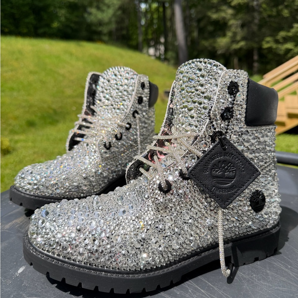 Custom Rhinestone Timberland Boots Waterproof Crystal Handmade